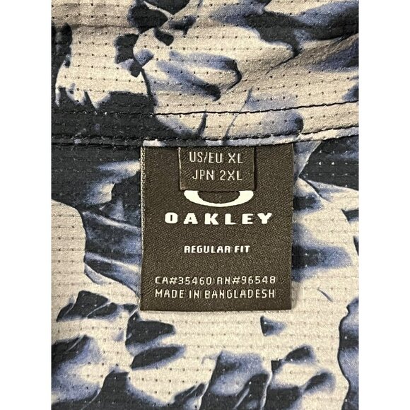 Oakley Mens XL Short Sleeve Button-Up Tie-Dye Shirt Blue Gray Regular Fit - Picture 9 of 11